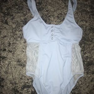 Baby blue one piece swimsuit